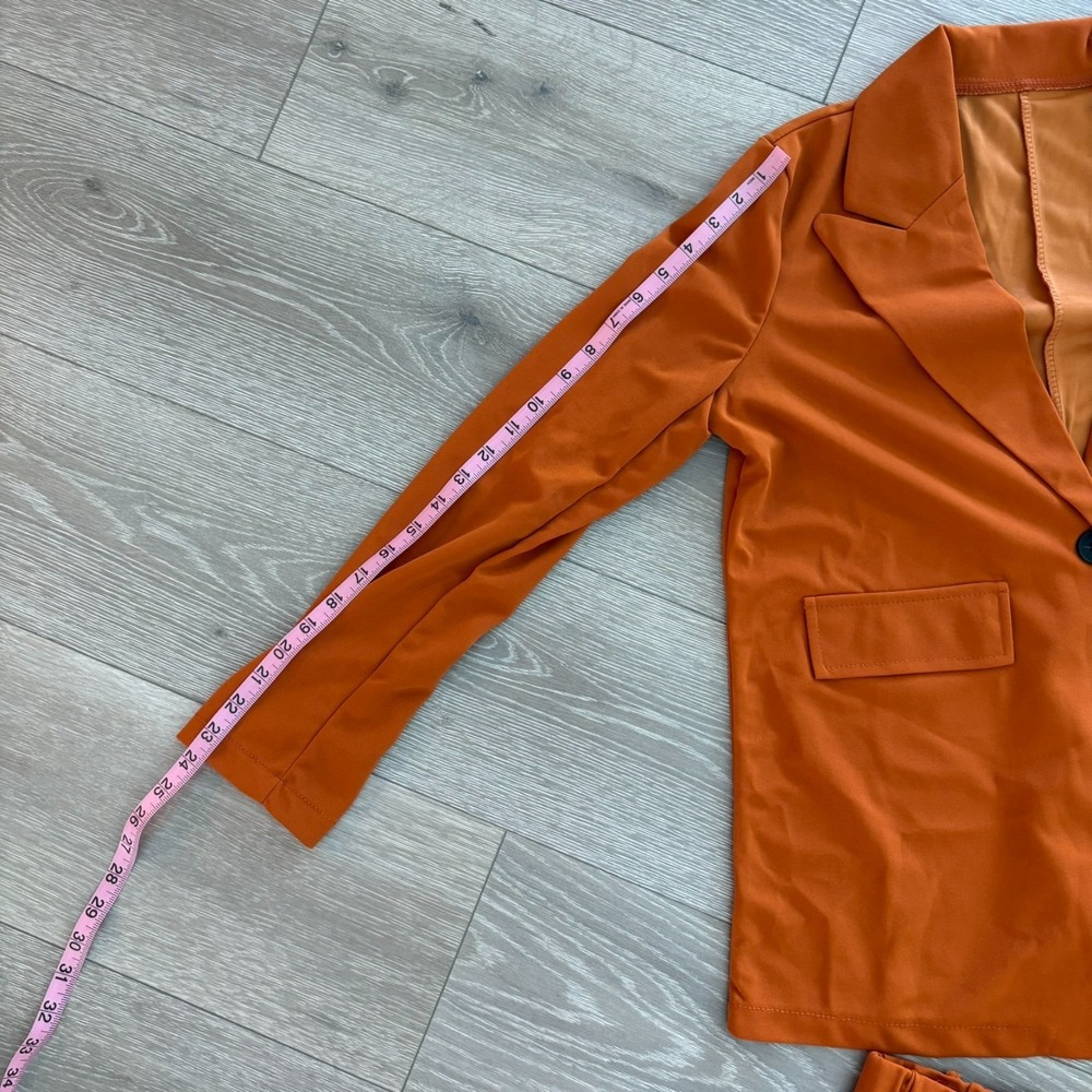 NWT Womens Burnt Orange 2-Piece Slim Fit Suit Blazer & Pants Size L - Picture 9 of 16